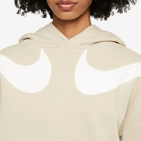 XS NIKE Sportswear Double Swoosh Oversızed Fleece Hoodıe-Hooded Sweatshirt NWT - Picture 2 of 9